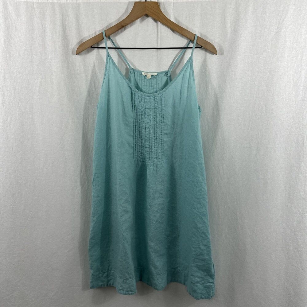 Eileen Fisher Aqua Blue Linen Slip Dress